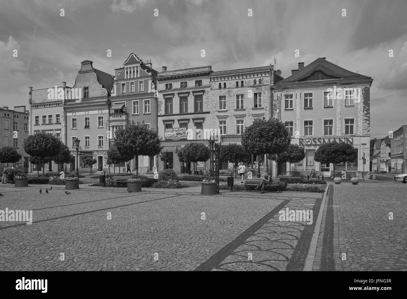 Namyslow Old town old market historic tenement houses Namyslow Opolskie voivodship Stock Photo