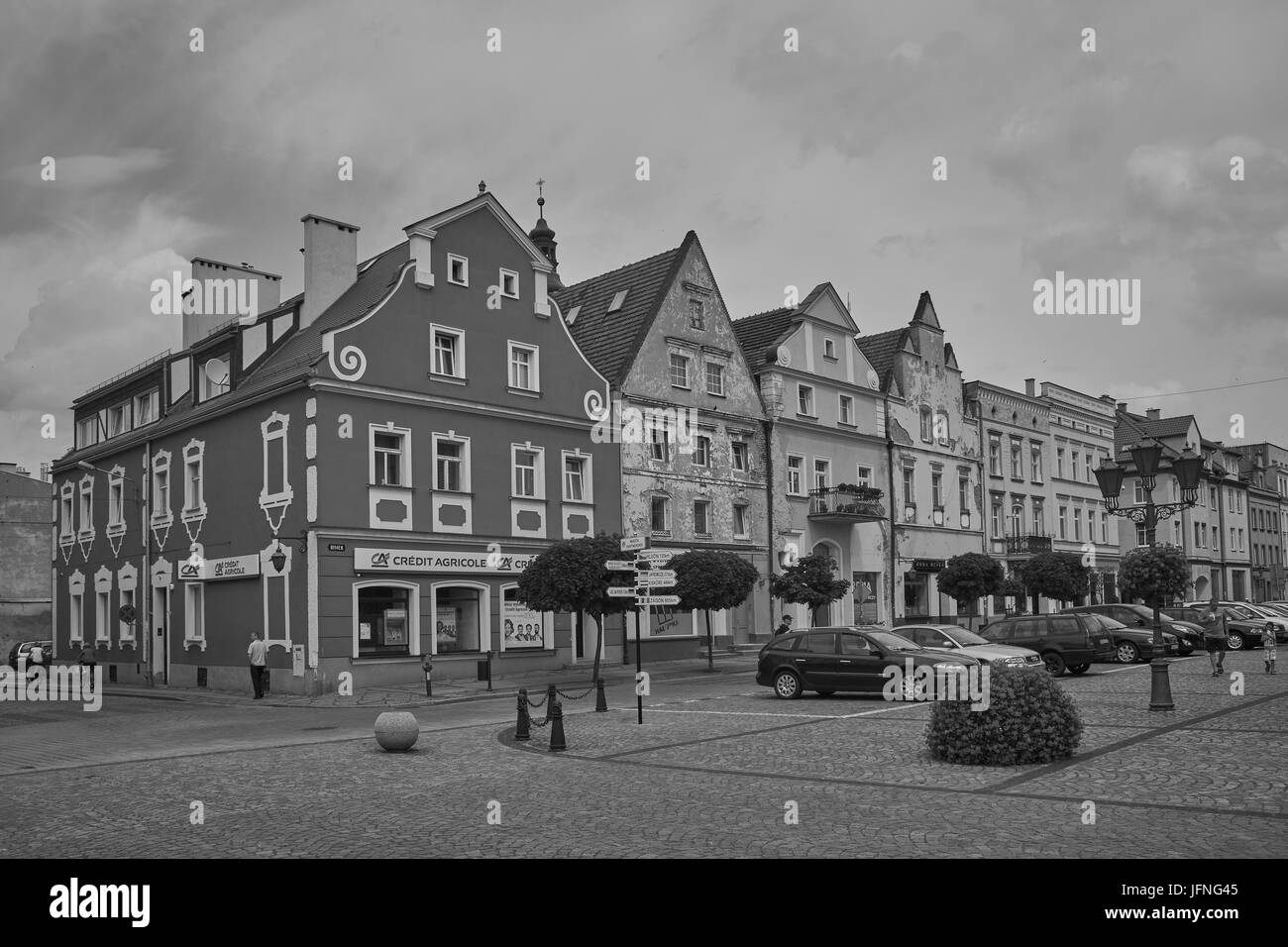 Namyslow Old town old market historic tenement houses Namyslow Opolskie voivodship Stock Photo