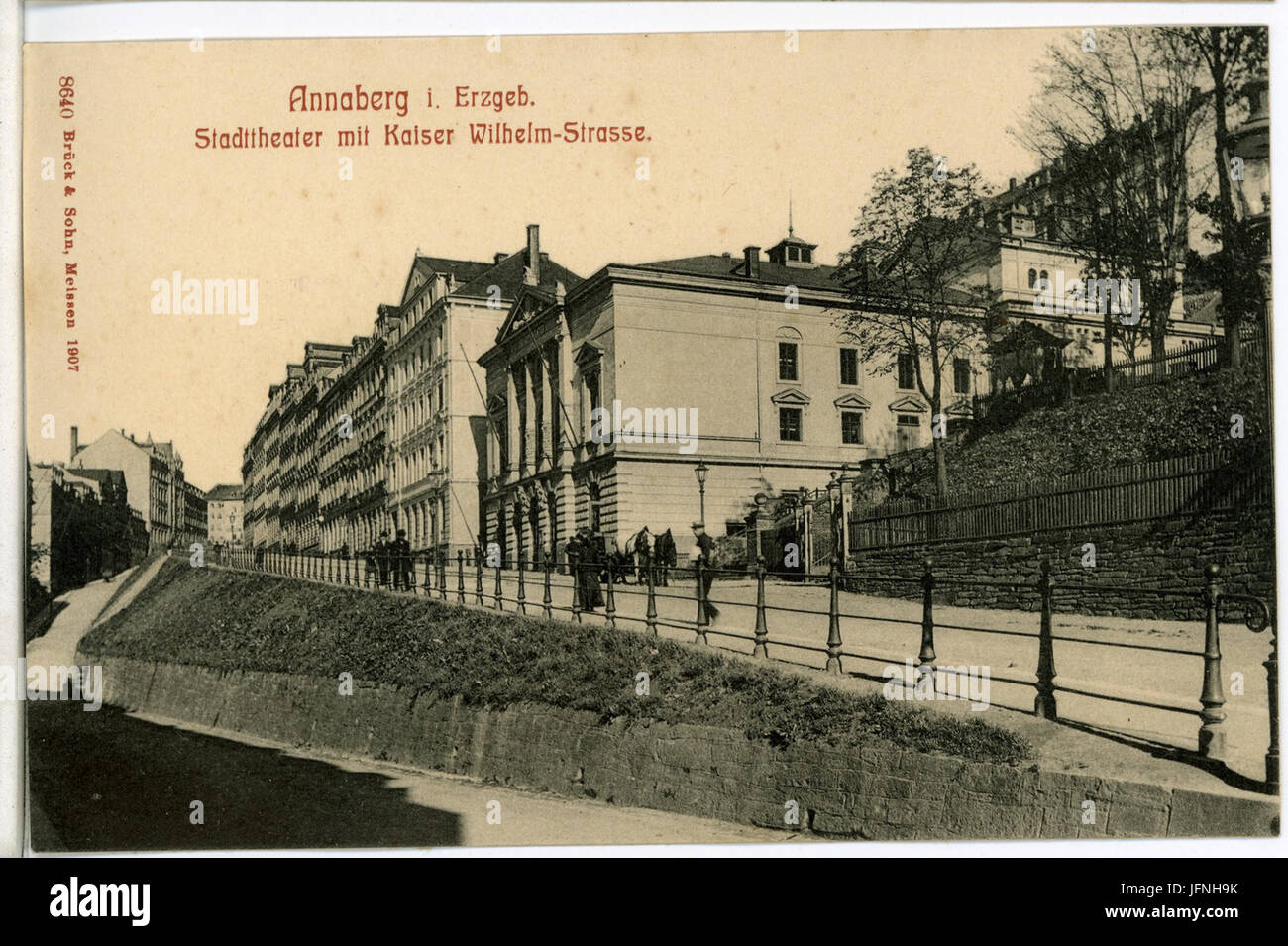 08640-Annaberg-1907-Stadttheater mit Kaiser Wilhelm Straße-Brück & Sohn Kunstverlag Stock Photo