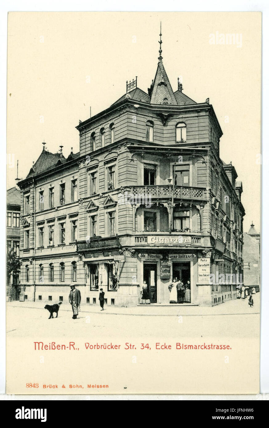 08843-Meißen-1907-Vorbrücker Straße 34 - Ecke Bismarckstraße-Brück & Sohn Kunstverlag Stock Photo