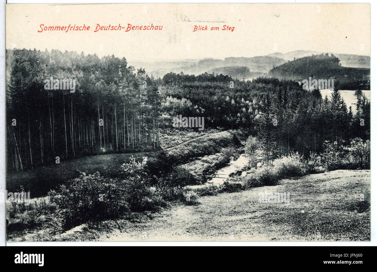 08967-Beneschau-1907-Blick am Steg-Brück & Sohn Kunstverlag Stock Photo