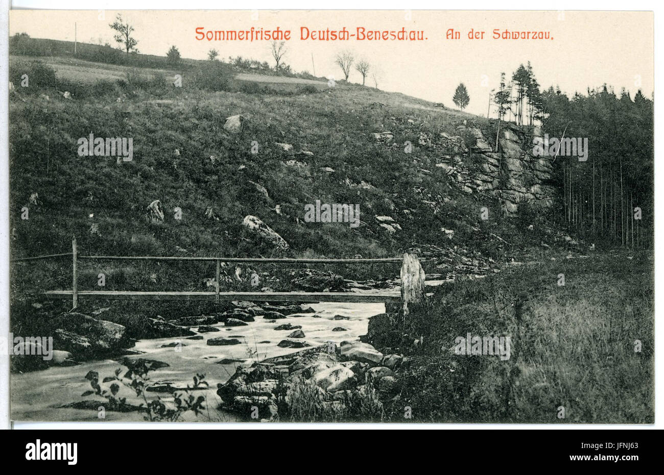 08969-Beneschau-1907-An der Schwarzau-Brück & Sohn Kunstverlag Stock Photo