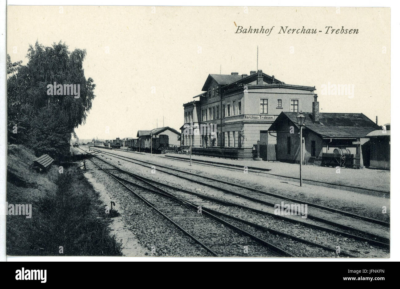 09510-Nerchau-1908-Bahnhof Nerchau-Trebsen-Brück & Sohn Kunstverlag Stock Photo