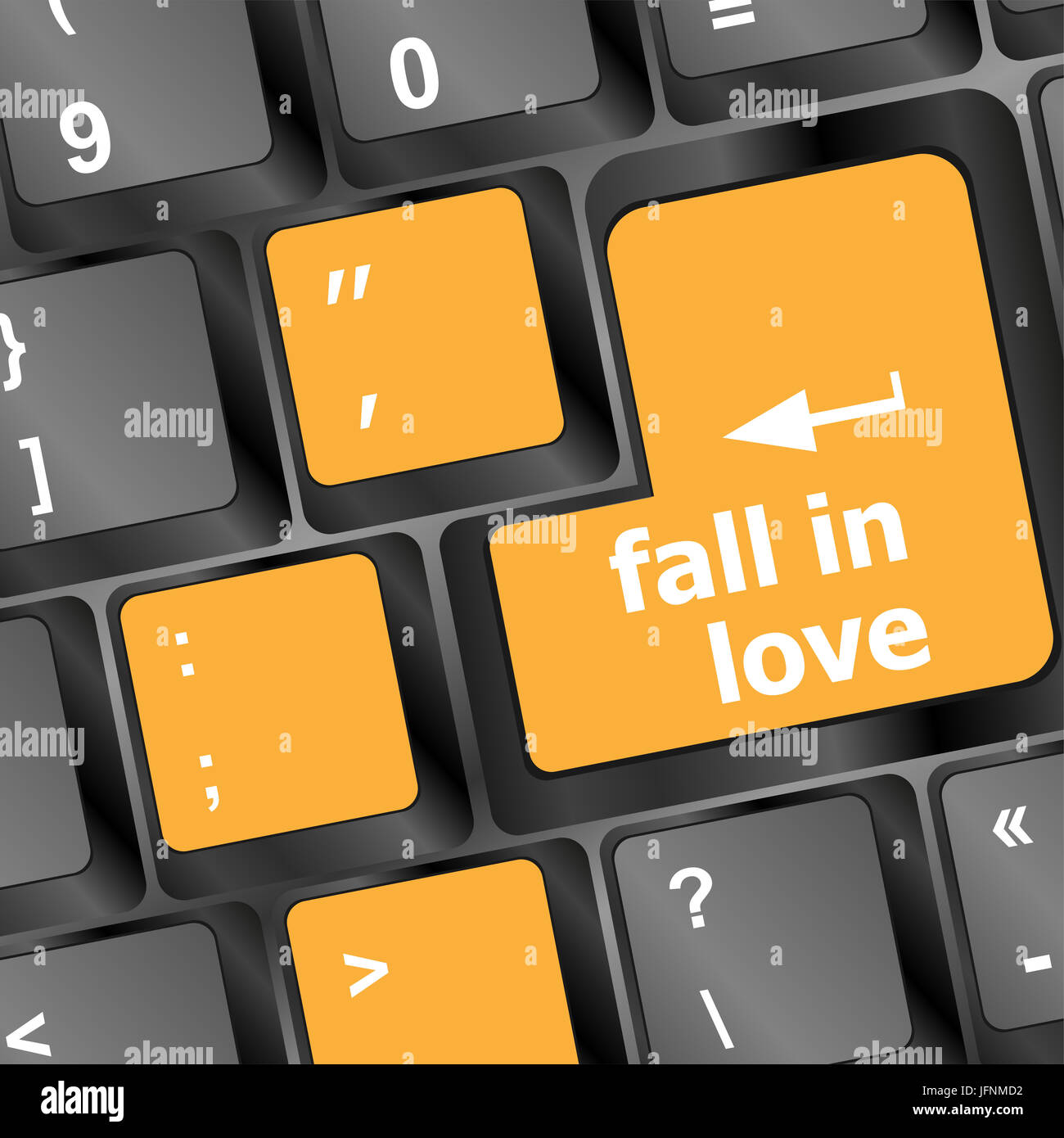 Modern keyboard key with words fall in love Stock Photo