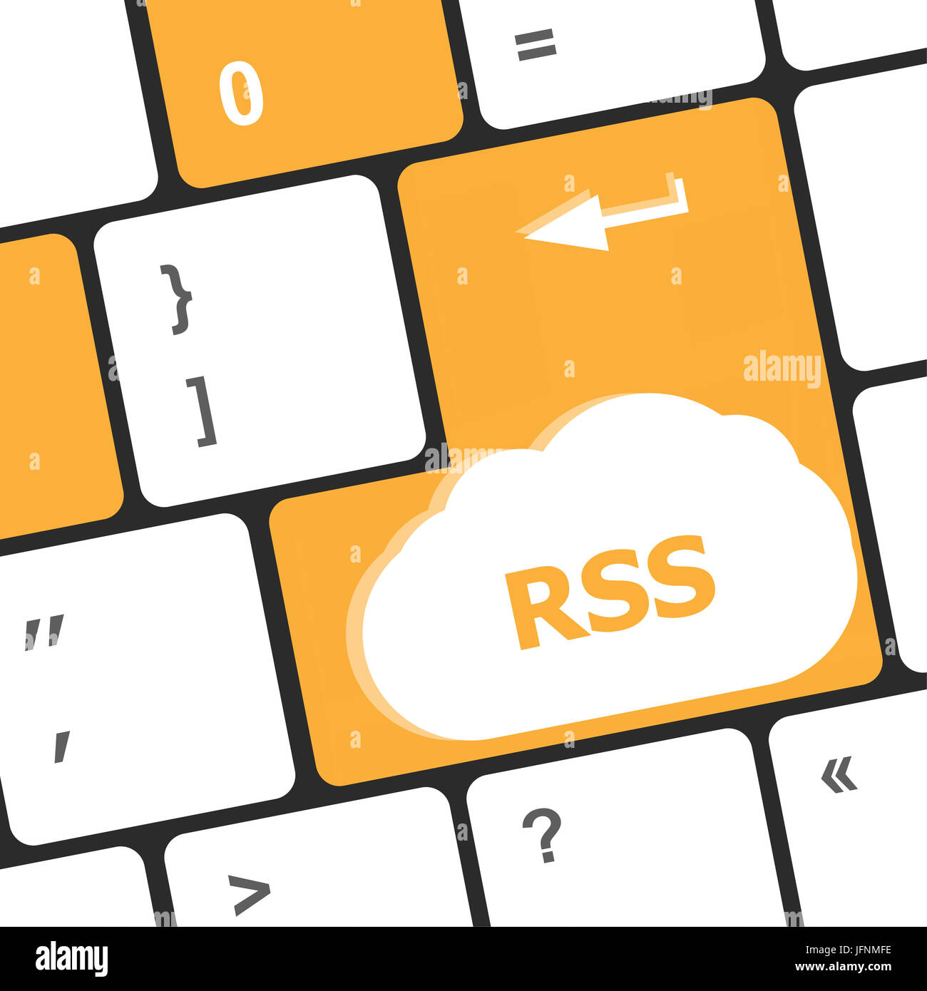 RSS button on keyboard key close-up, business concept Stock Photo