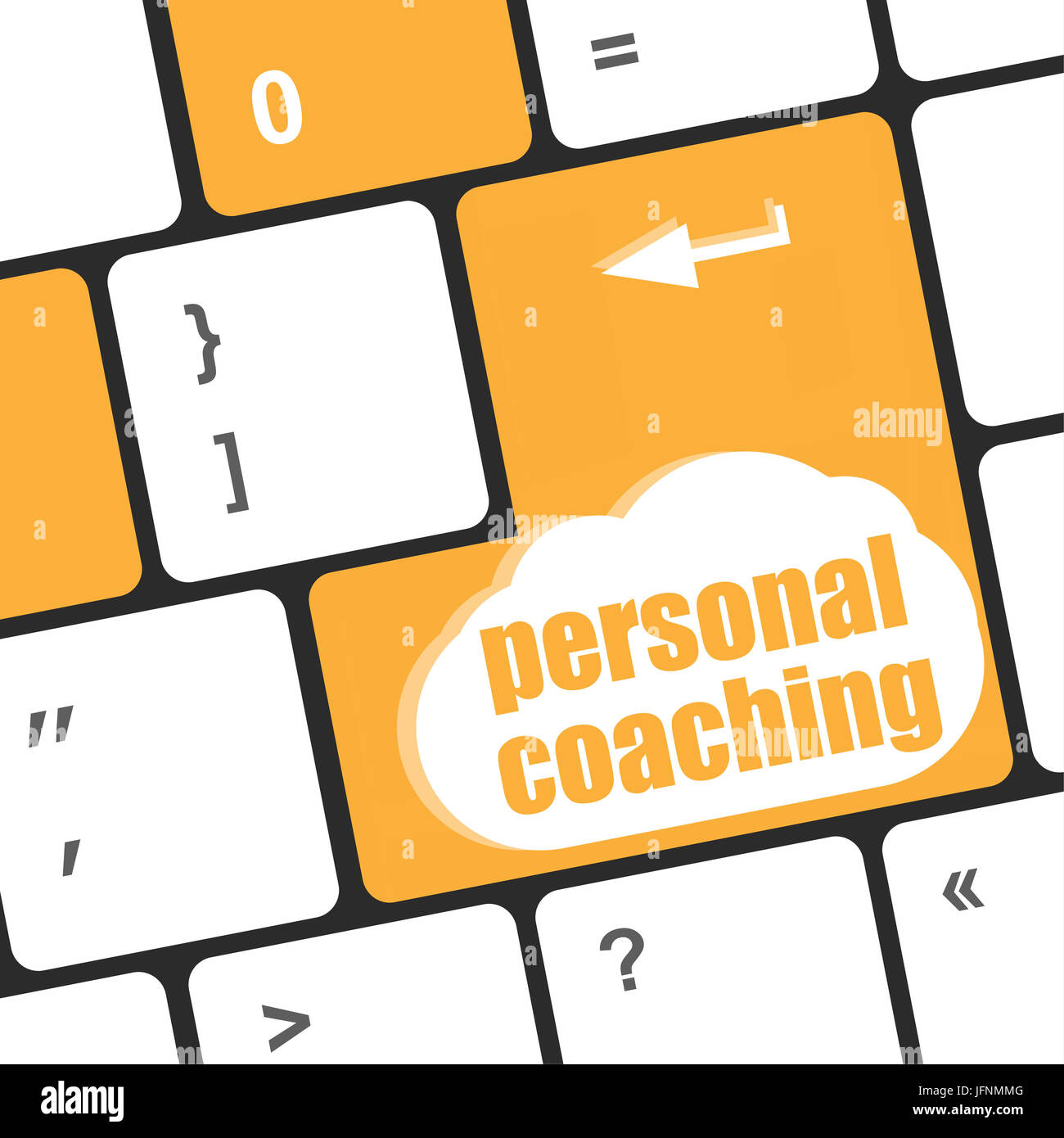 Keyboard key with enter button personal coaching Stock Photo