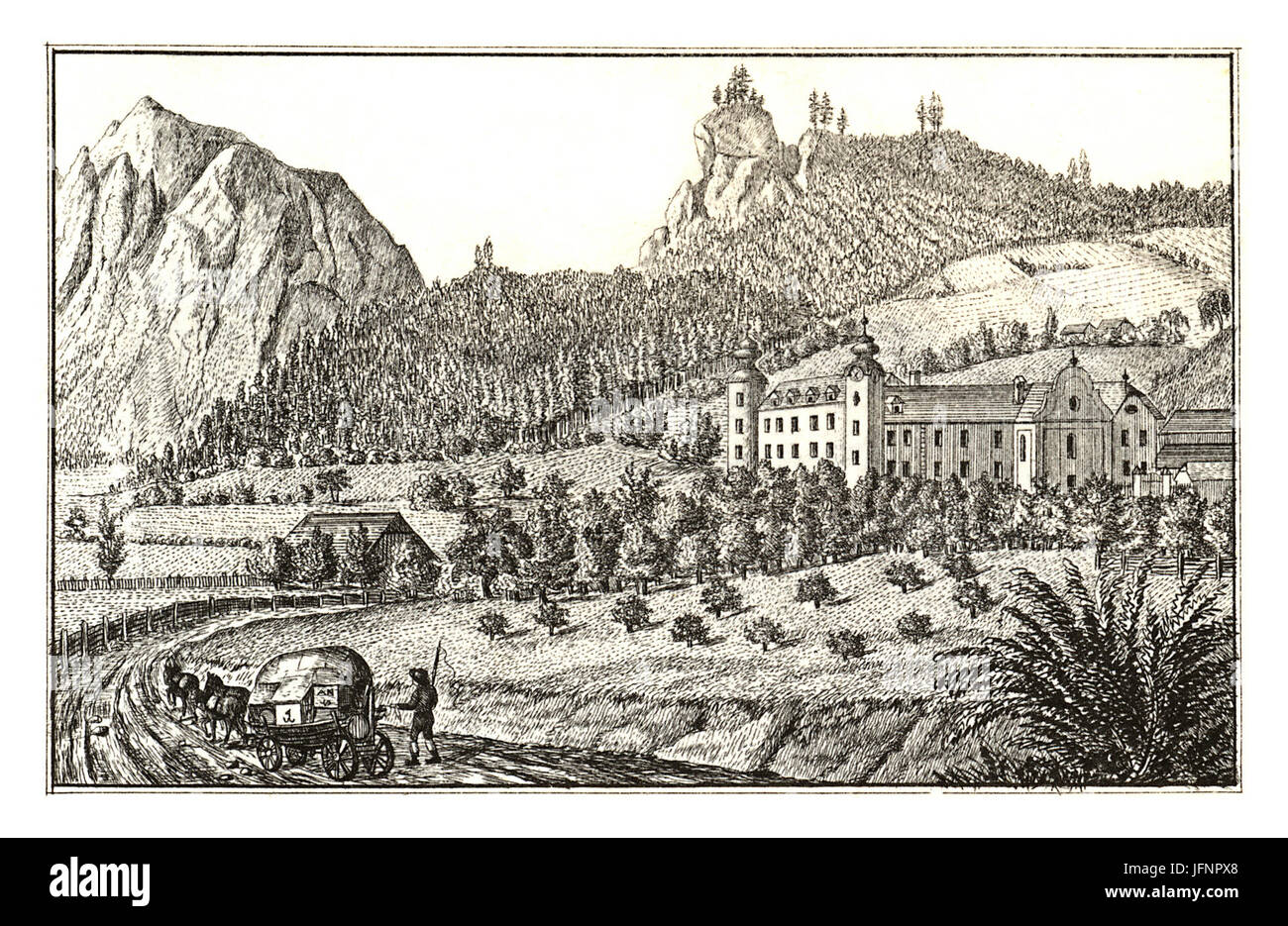 285 Schloss Stainach, Ober-Stainach, gez. S. Kölbl - J.F.Kaiser Lithografirte Ansichten der Steiermark 1830 Stock Photo