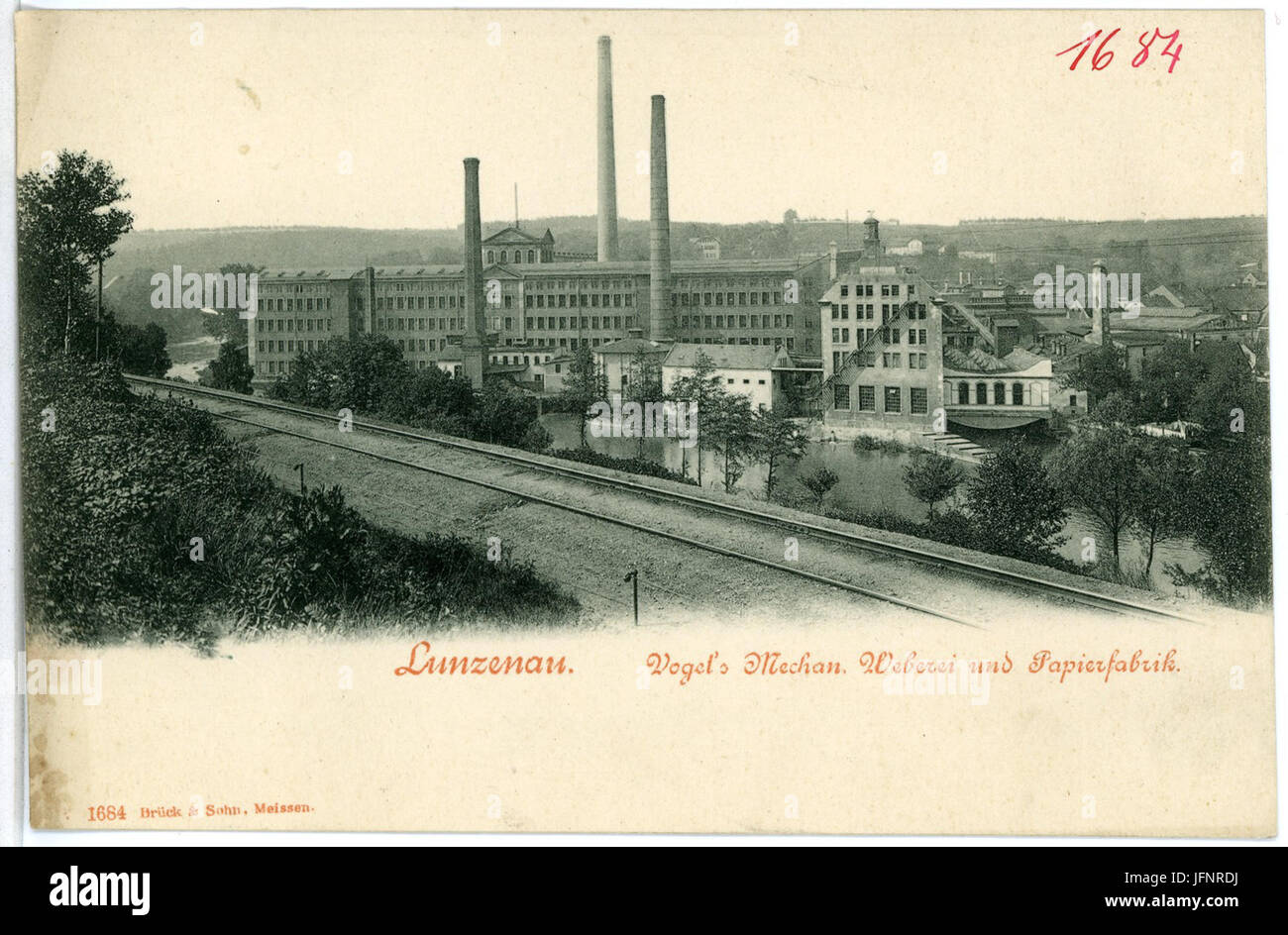 01684-Lunzenau-1901-Weberei und Papierfabrik-Brück & Sohn Kunstverlag Stock Photo