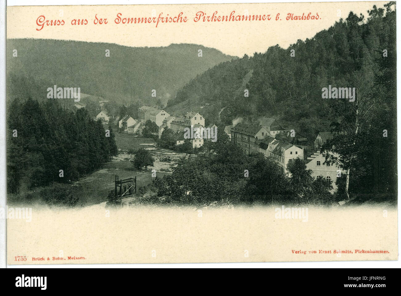01755-Pirkenhammer-1901-Blick auf Pirkenhammer-Brück & Sohn Kunstverlag Stock Photo