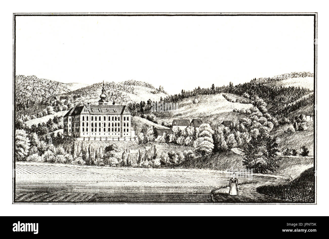 219 Schloss Piber, Köflach - J.F.Kaiser Lithografirte Ansichten der Steiermark 1830 Stock Photo