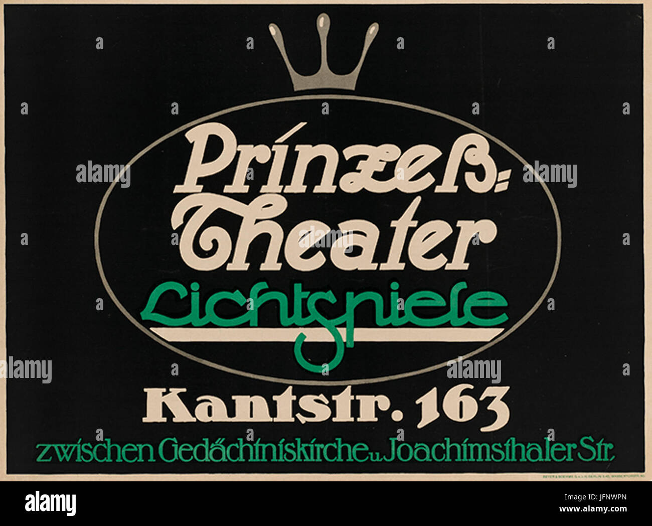 1911 circa anonymer Künstler Plakat Prinzeß-Theater Lichtspiele Kantstraße 163 in Berlin Druckerei Beyer 26 Boehme Stock Photo