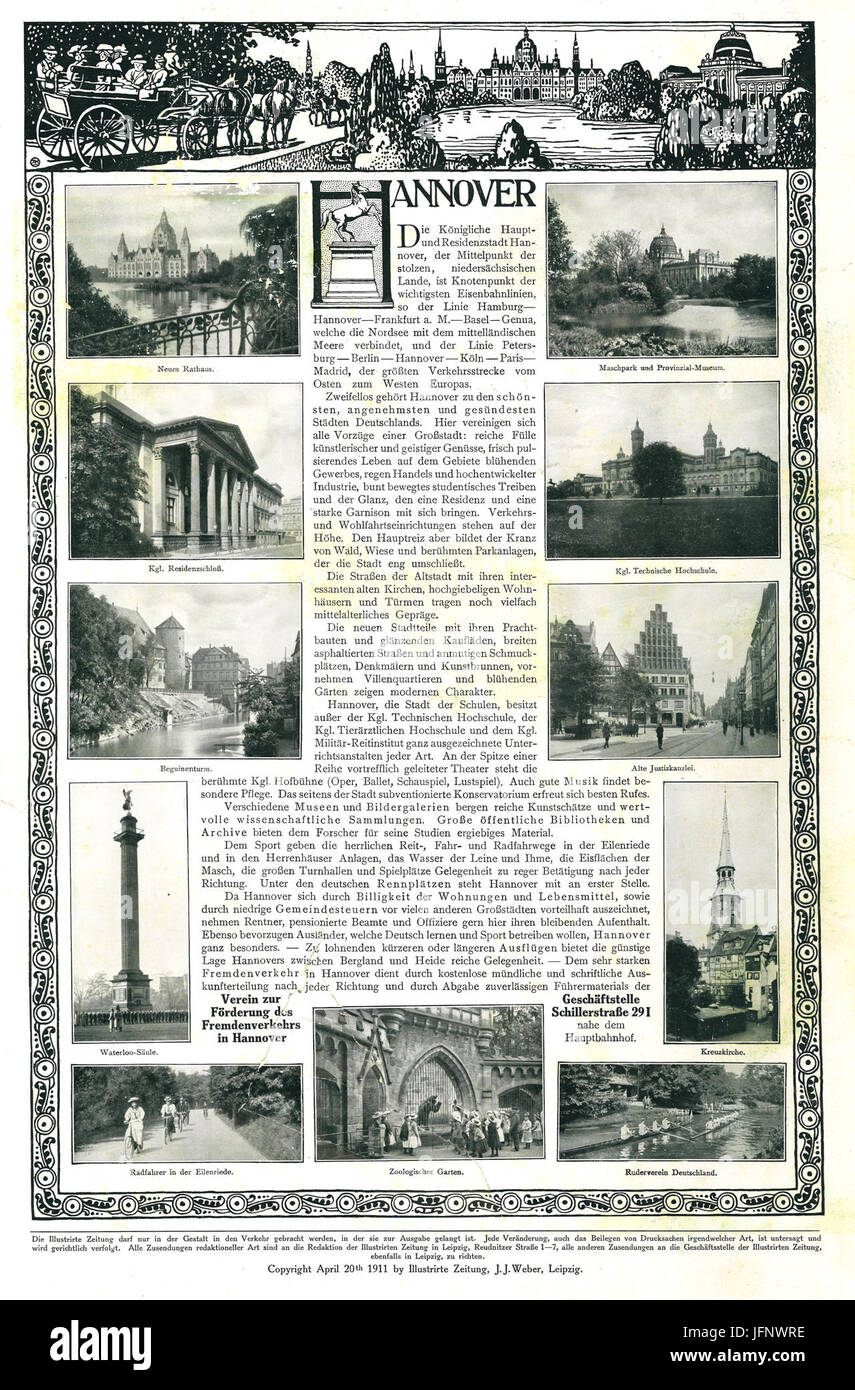 1911-04-20 Illustrirte Zeitung S. 0000b Änne Koken Verein zur Förderung des Fremdenverkehrs in Hannover Stock Photo