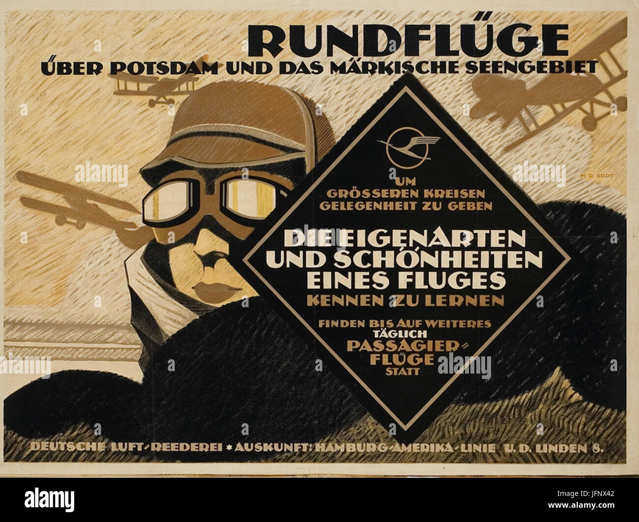 1919 Deutsche Luft-Reederei Plakat Rundflüge über Potsdam und das Märkische Seengebiet, Hans Rudi Erdt, Otto Firle Stock Photo