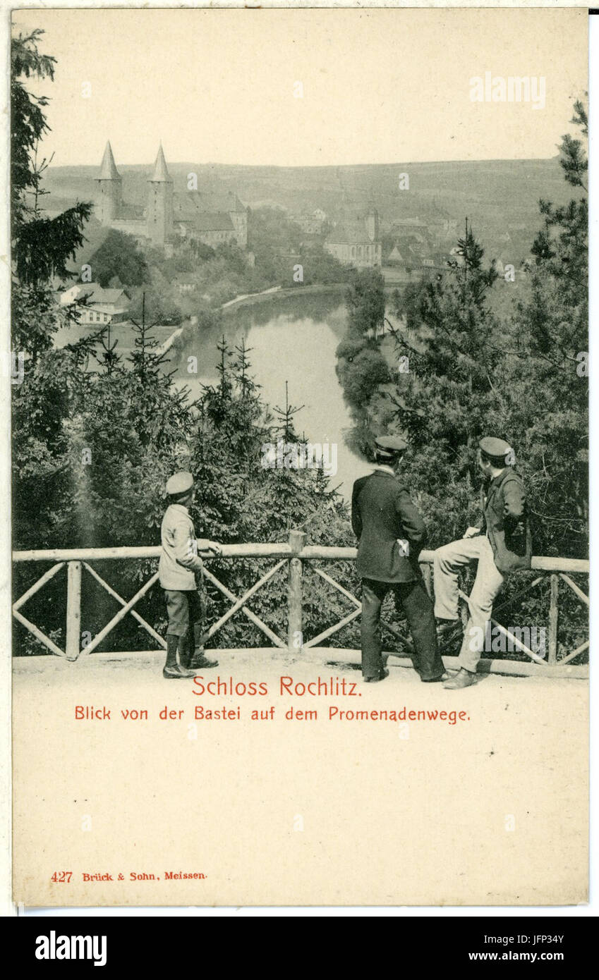 004 -Rochlitz-1898-Schloß Rochlitz, Blick von der Bastei auf die Promenadenweg-Brück & Sohn Kunstverlag Stock Photo