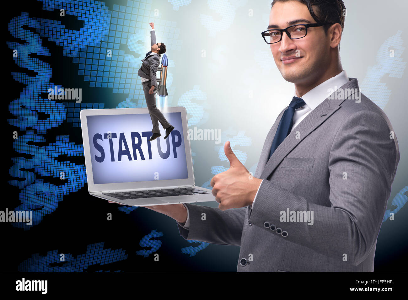 The businessman in start up business concept Stock Photo - Alamy
