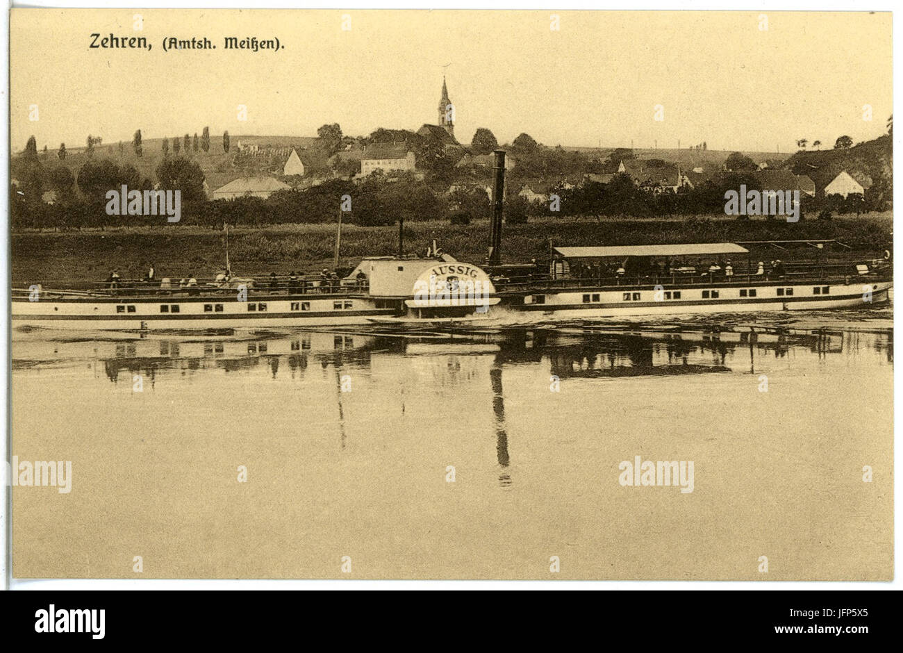 20117-Zehren-1916-Blick auf Zehren - Elbe mit Dampfer Aussig-Brück & Sohn  Kunstverlag Stock Photo - Alamy