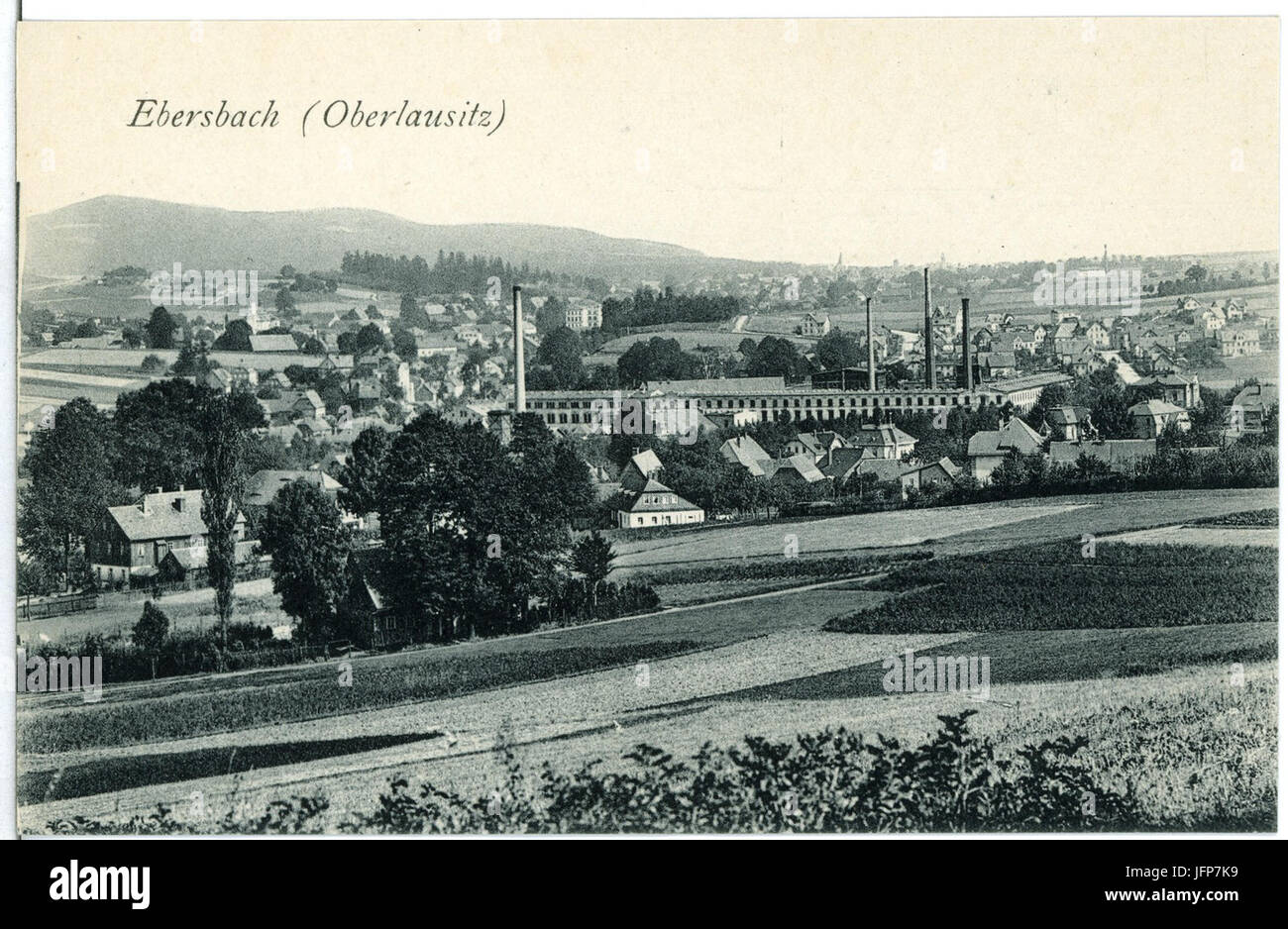 10705-Ebersbach-1909-Blick auf Ebersbach-Brück & Sohn Kunstverlag Stock Photo