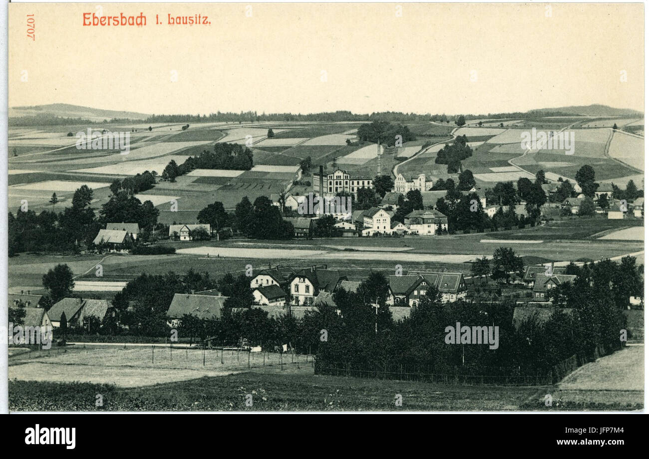 10707-Ebersbach-1909-Blick auf Ebersbach-Brück & Sohn Kunstverlag Stock Photo