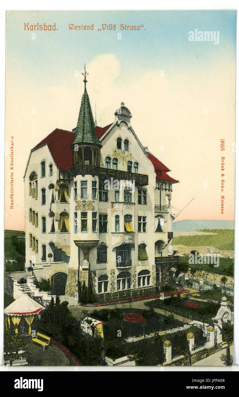09858-Karlsbad-1908-Westend Villa Strunz-Brück & Sohn Kunstverlag Stock Photo