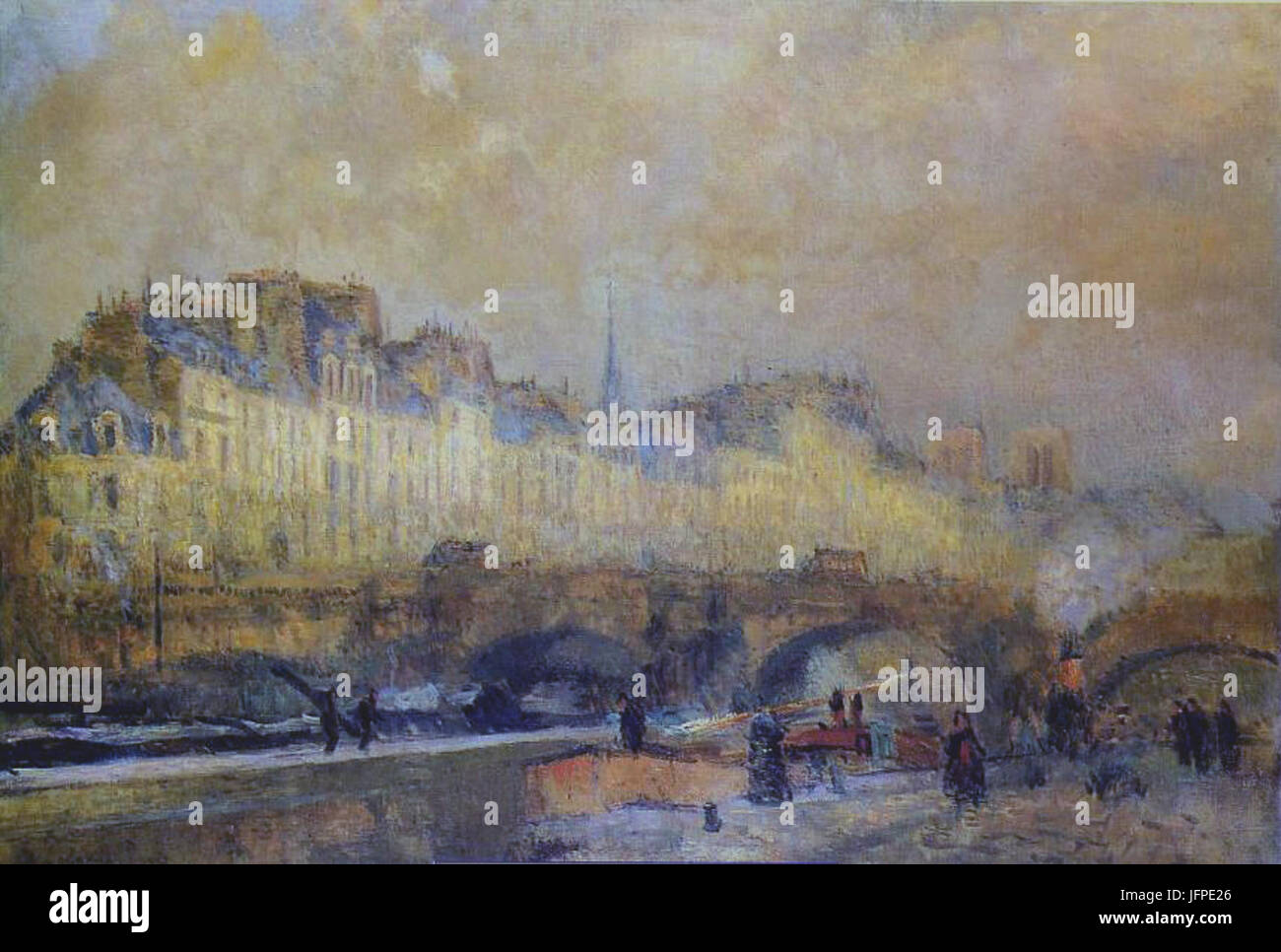 Albert Lebourg, before 1918, Paris, l'écluse de la Monnaie. Soleil d'hiver, oil on canvas, 81.5 x 115.5 cm, Musée d'Orsay, Paris. Stock Photo