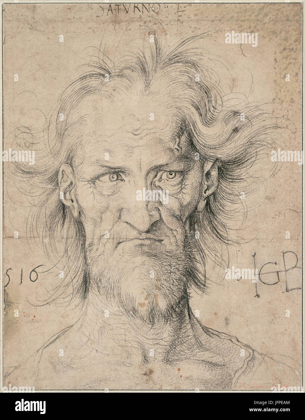 Head of a bearded old man saturn hi-res stock photography and