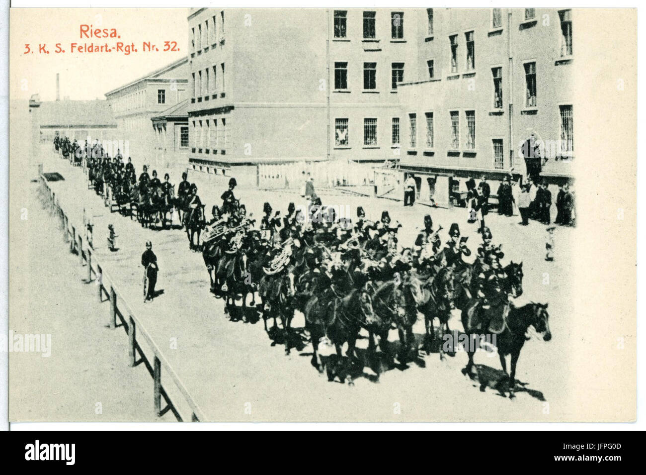 11758-Riesa-1910-3. Königlich Sächsisches Feldartillerie-Regiment Nr. 32-Brück & Sohn Kunstverlag Stock Photo