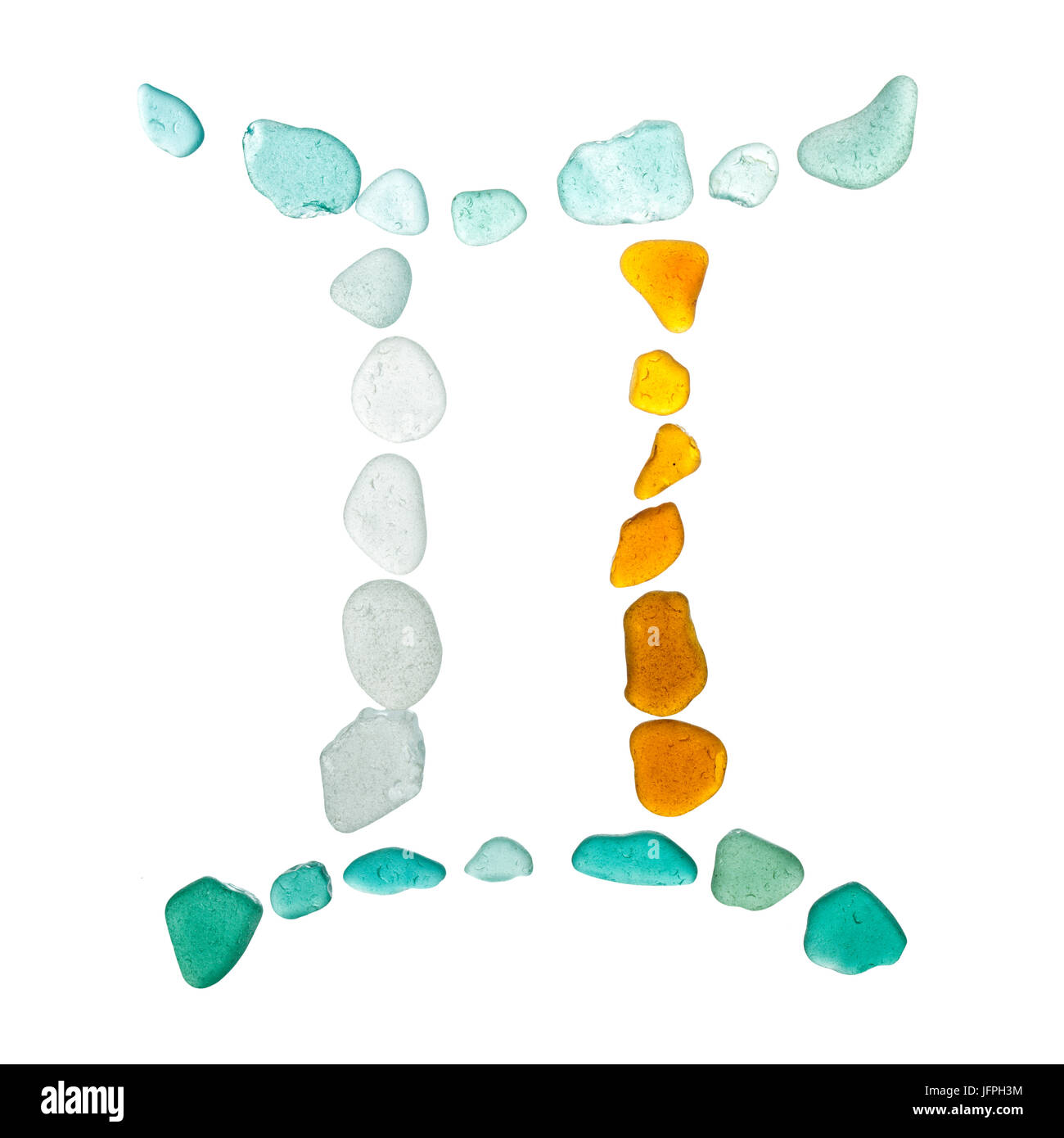 sea glass astrological sign, Gemini, on white background Stock Photo