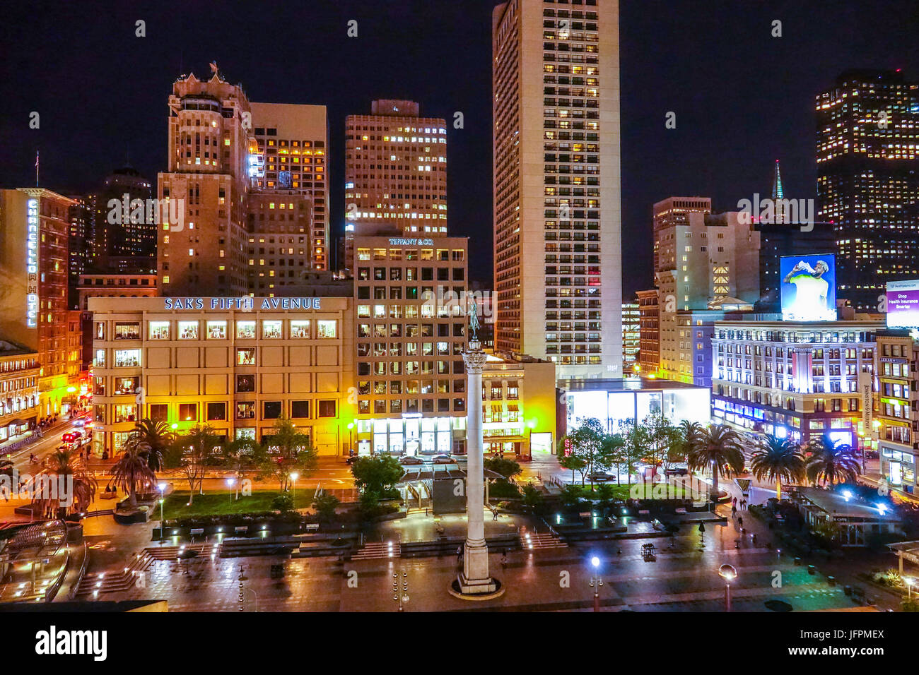 San Francisco Union Square at night Stock Photo Alamy