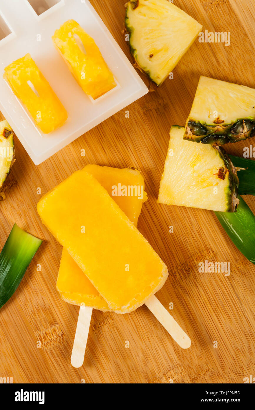 Pineapple Frozen Fruit Bars Popsicles Stock Photo Alamy