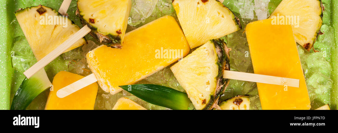 Pineapple Frozen Fruit Bars Popsicles Stock Photo Alamy