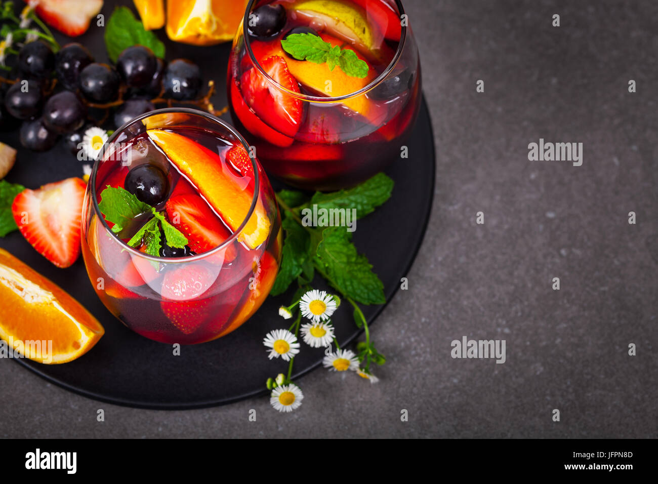 Red Wine Sangria Summer Drinks Stock Photo Alamy