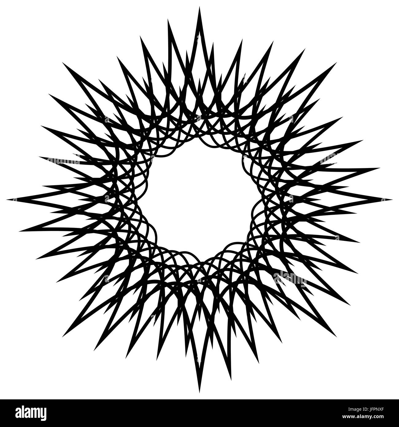 Radial geometric element series. Abstract black and white shape in ...