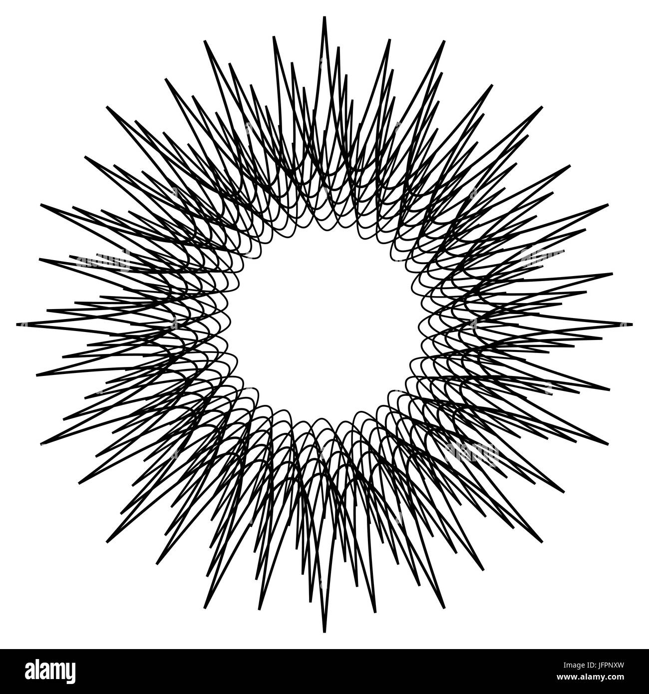 Radial geometric element series. Abstract black and white shape in ...