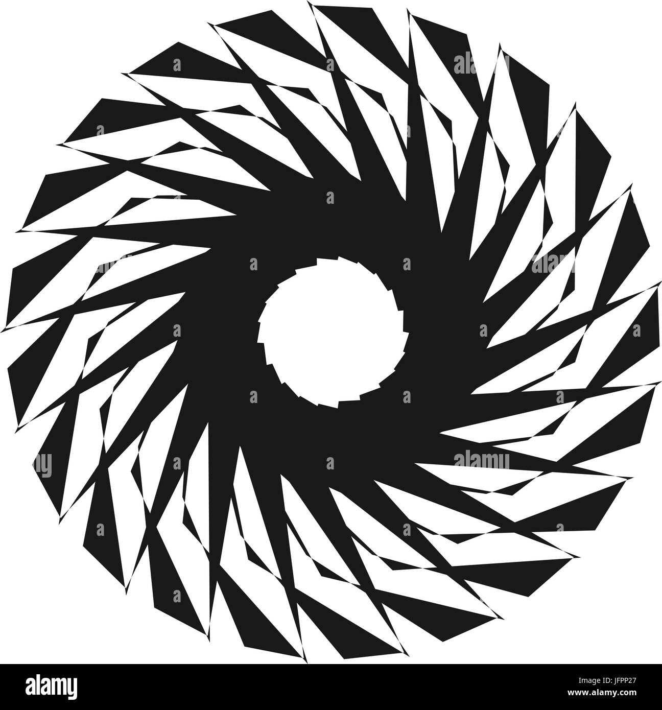 Radial geometric element series. Abstract black and white shape in ...