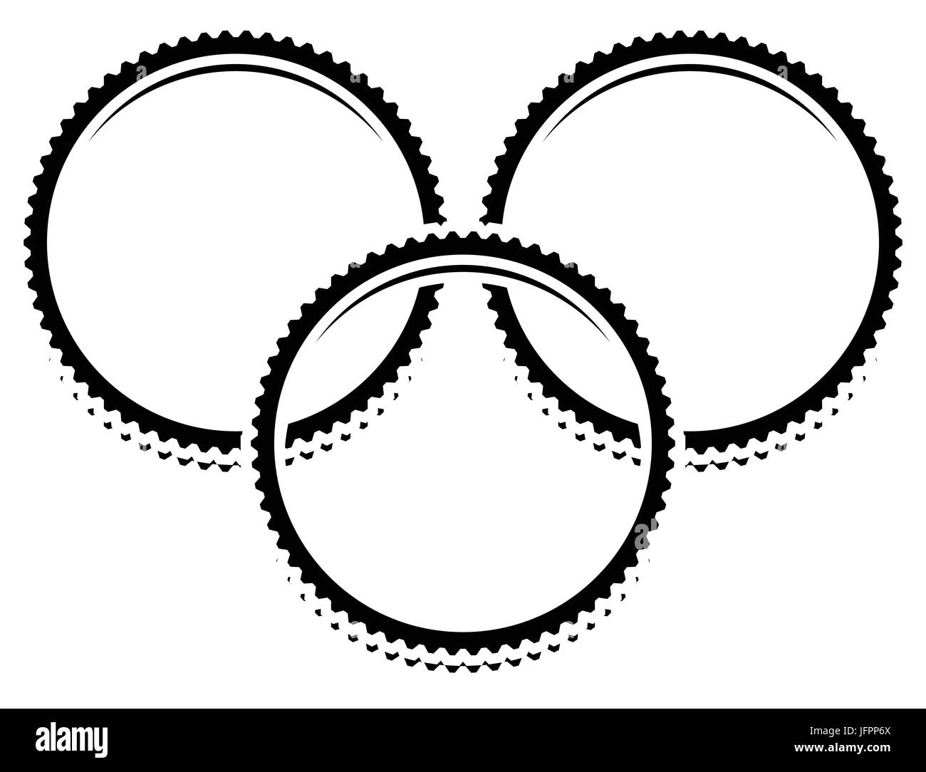 Icon / symbol / element with overlapping gear shapes. Three gears ...