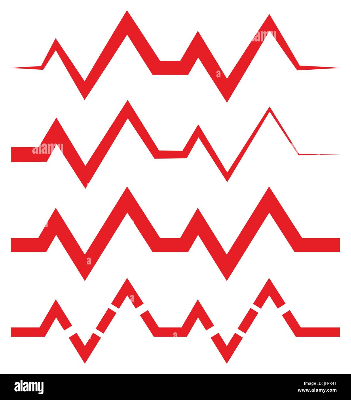 ECG (EKG) or generic beat, rhythm lines with 4 line style Stock Vector
