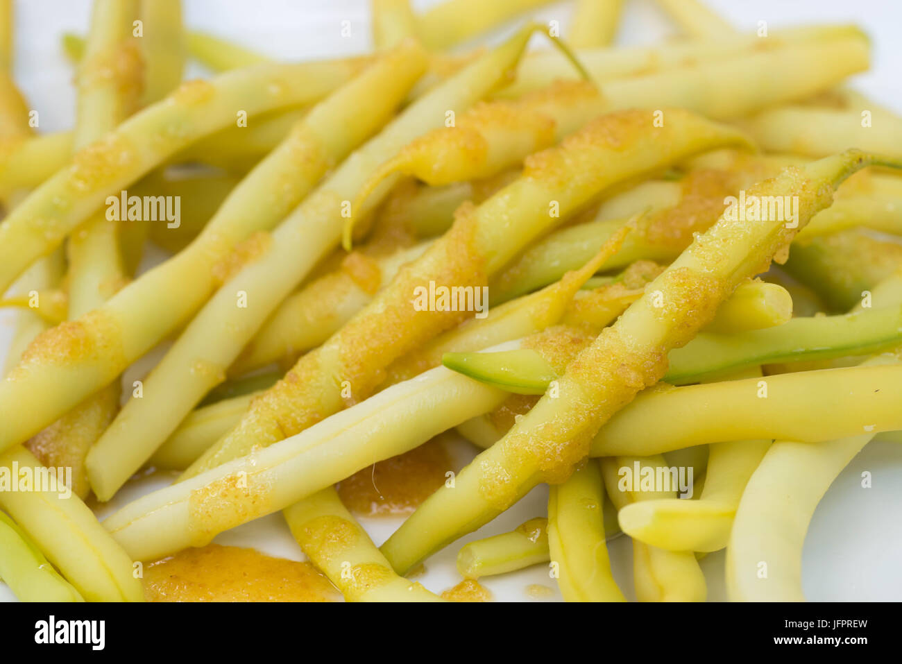 boiled yellow bean on plate Stock Photo Alamy