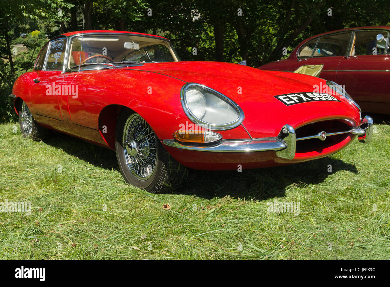 Jaguar E type an iconic classic British sports car built from 1961 and 1975 at a vintage vehicle rally Stock Photo