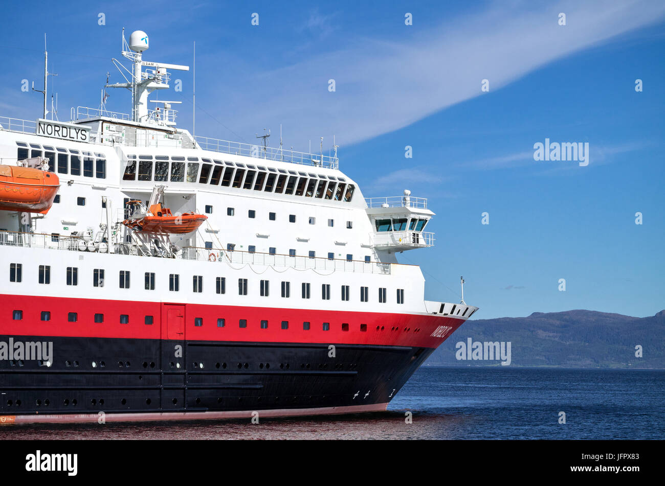 Hurtigruten coastal vessel NORDLYS in Trondheim, Norway Stock Photo