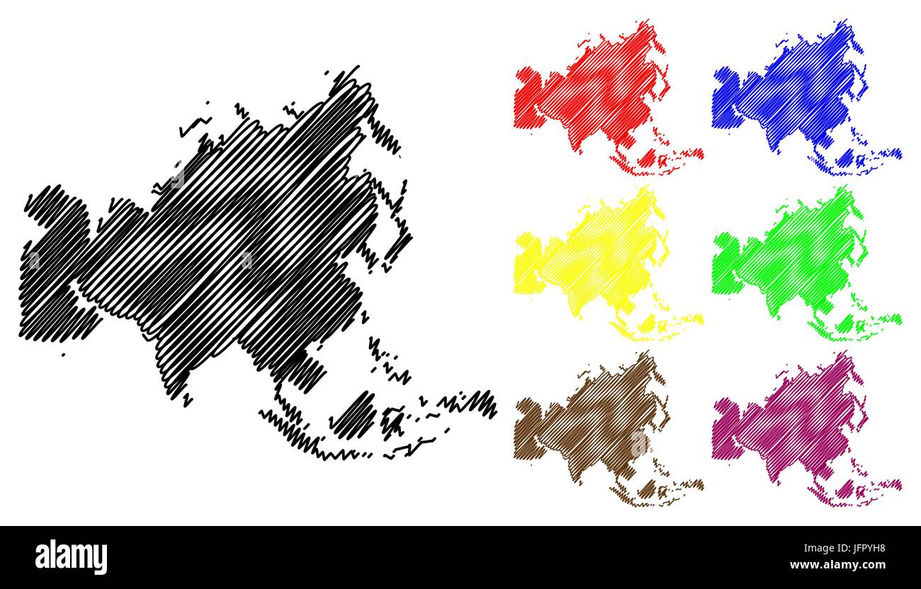 Map of Asia vector illustration, scribble sketch Asia Stock Vector ...