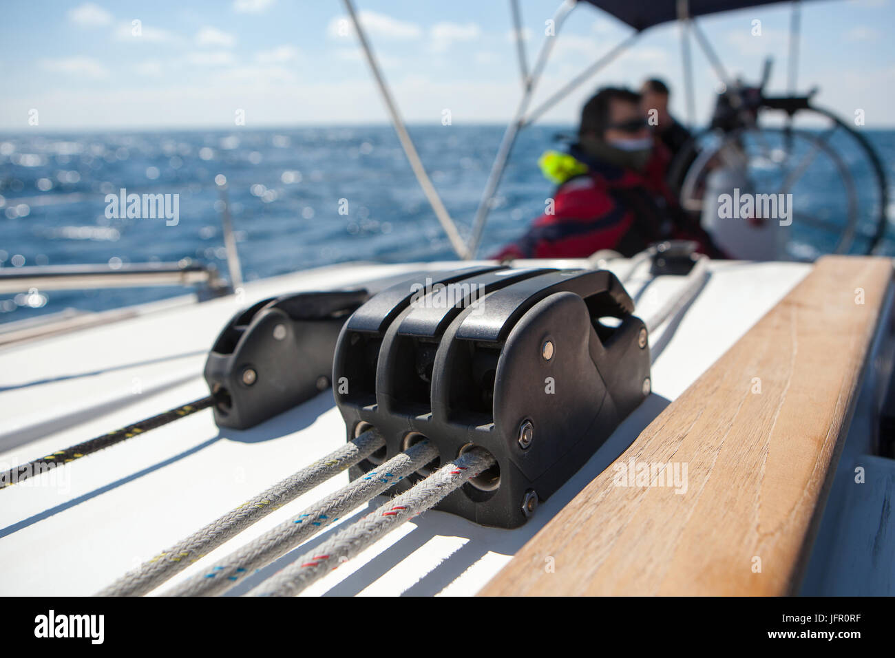 Jammers to the ropes on a sailing boat Stock Photo Alamy