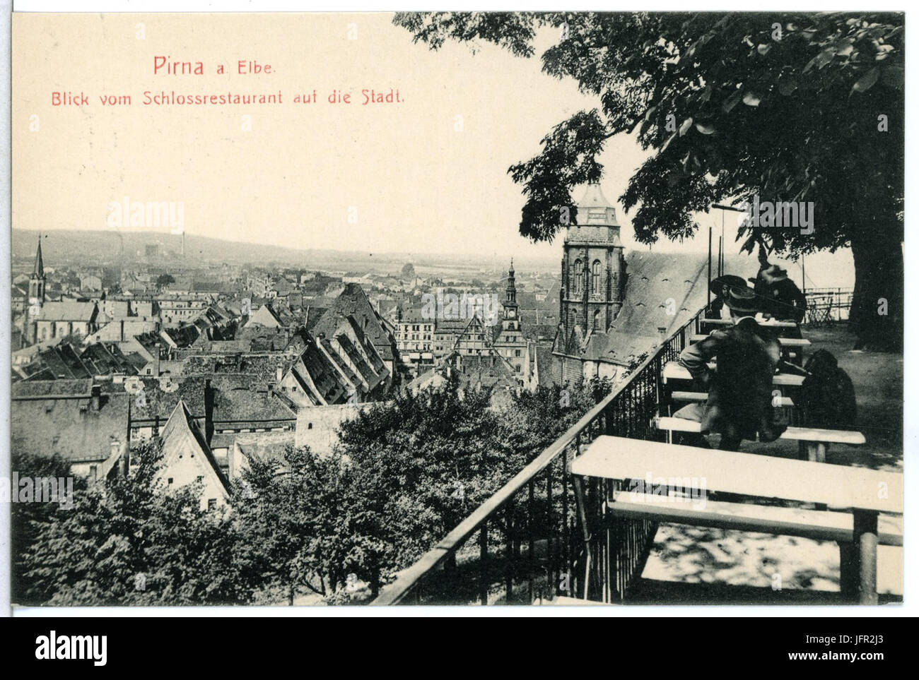 12877-Pirna-1911-Blick vom Schloßrestaurant auf die Stadt-Brück & Sohn Kunstverlag Stock Photo
