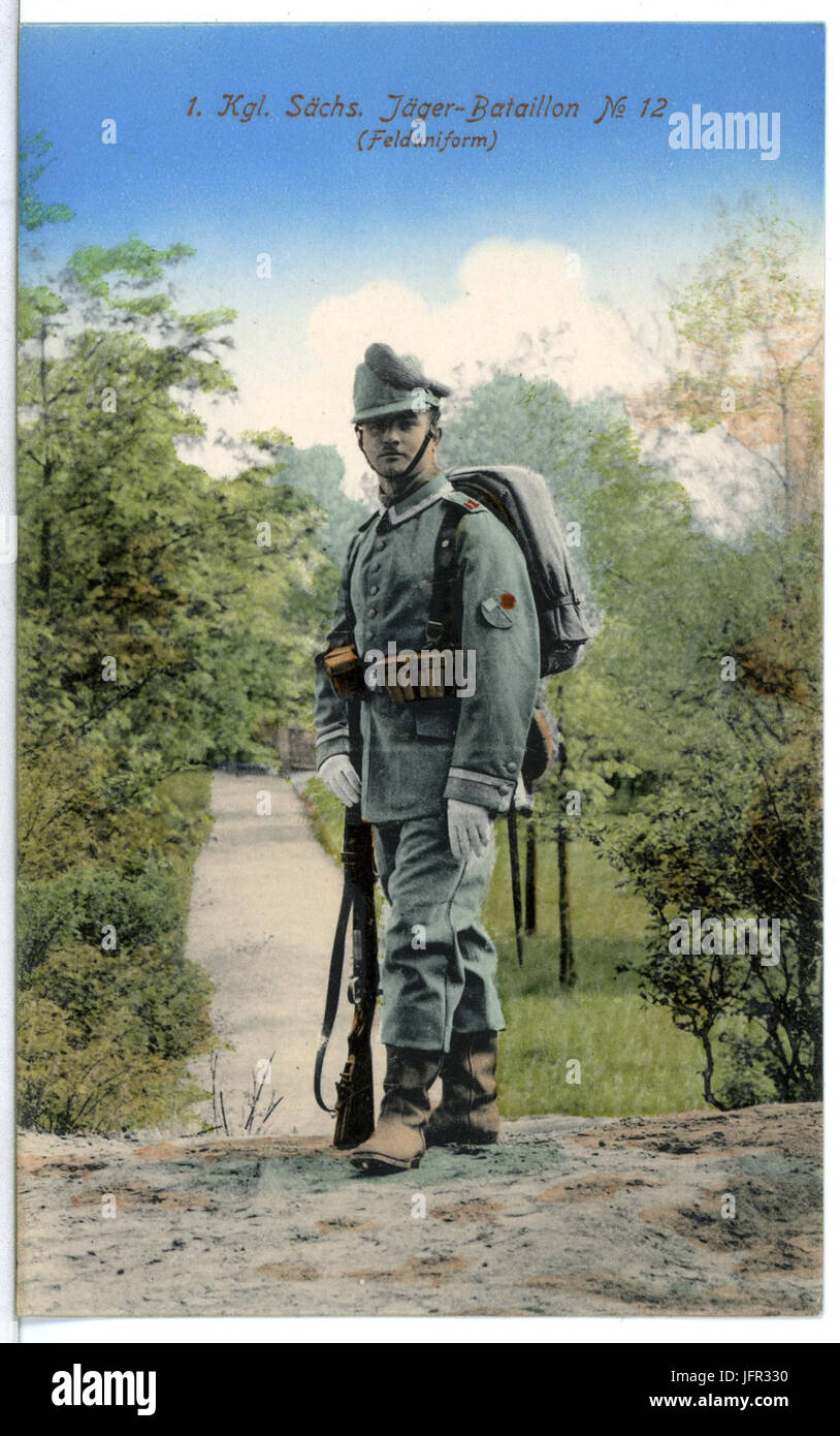 13157--1911-1. Königlich Sächsisches Jäger-Bataillon Nr. 12-Brück & Sohn Kunstverlag Stock Photo