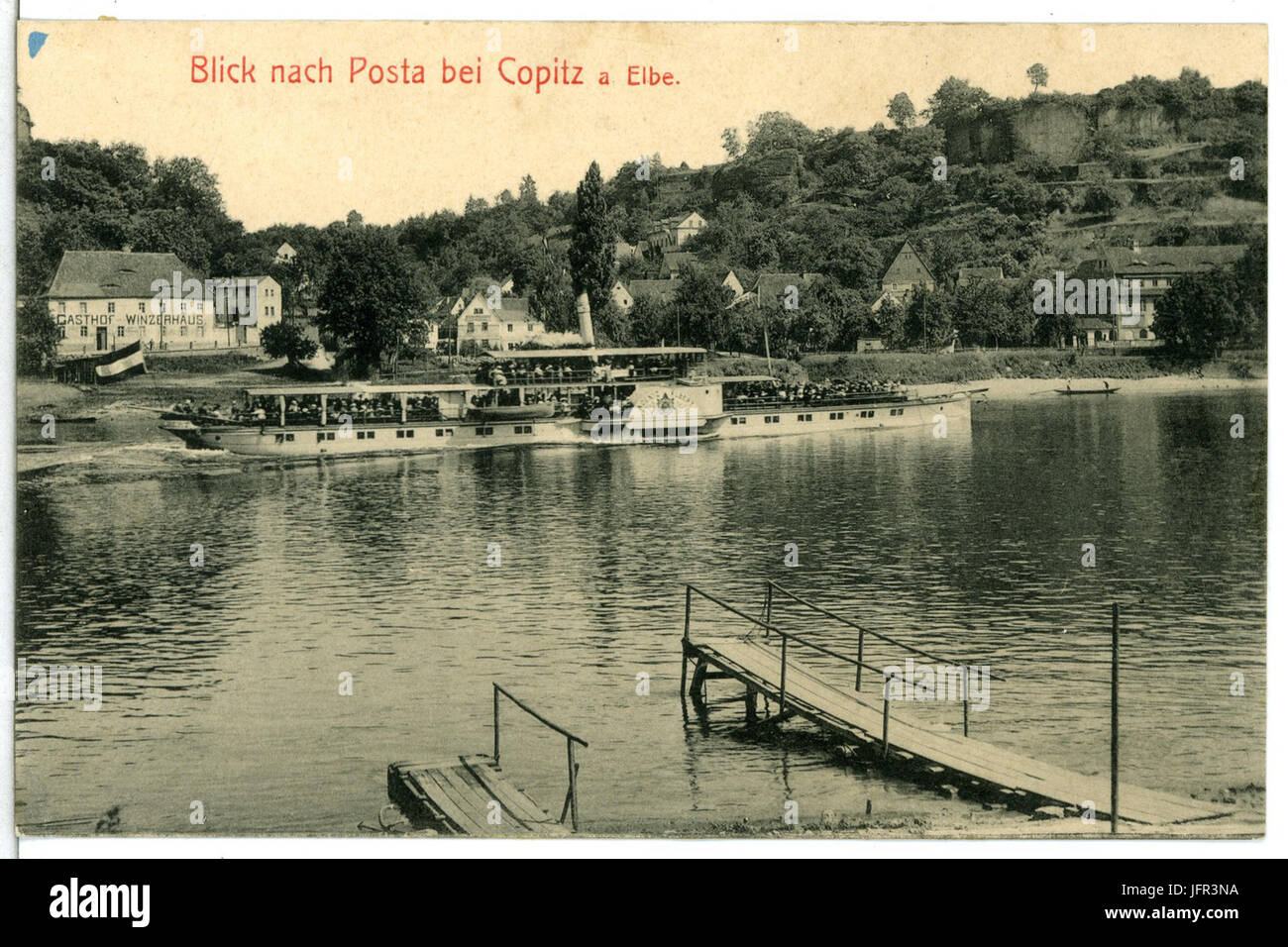 13561-Pirna-1911-Posta-Copitz - Elbe mit Dampfer König Albert-Brück & Sohn Kunstverlag Stock Photo