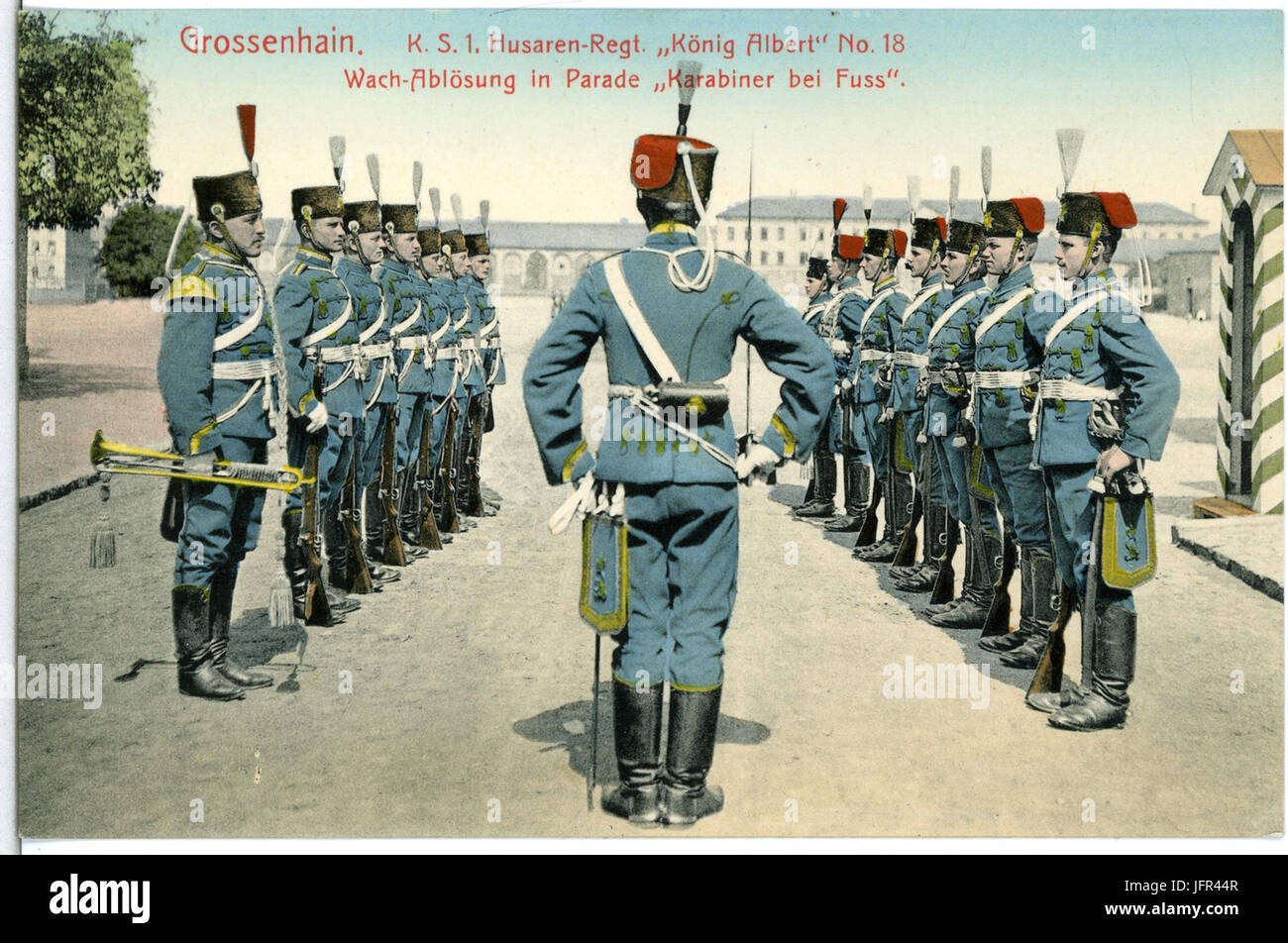 13828 Großenhain 1912 1. Husaren Regiment Wachablösung Brück & Sohn