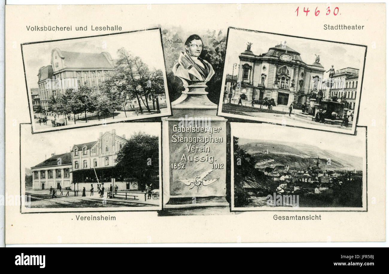 14630-Aussig-1912-verschiedene Stadtansichten-Brück & Sohn Kunstverlag Stock Photo