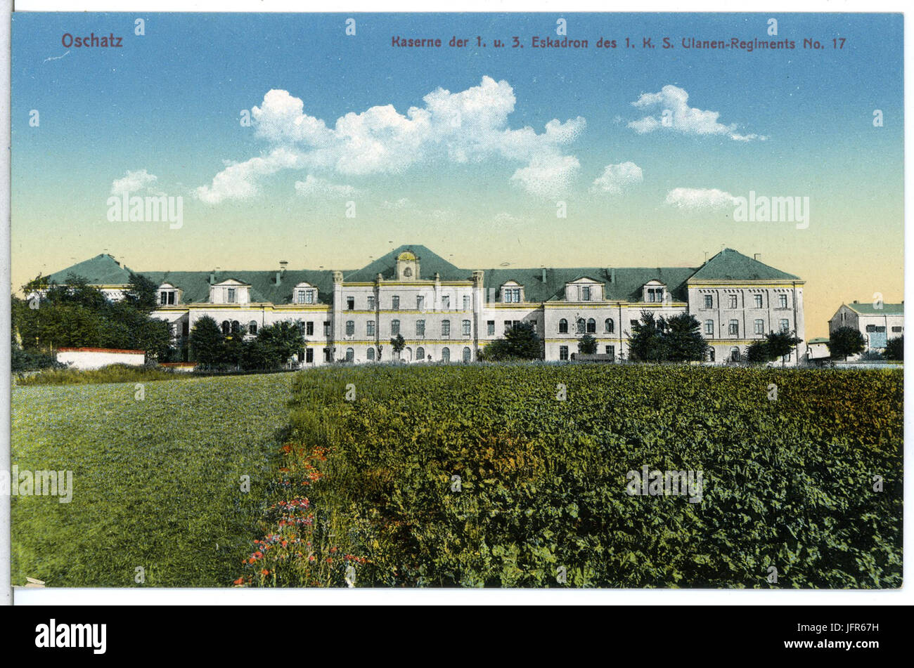 15 4-Oschatz-1912-Kaserne des 1. und 3. Eskadron des 1. Königlich Sächsischen Ulanen-Regiment Nr. 17-Brück & Sohn Kunstverlag Stock Photo