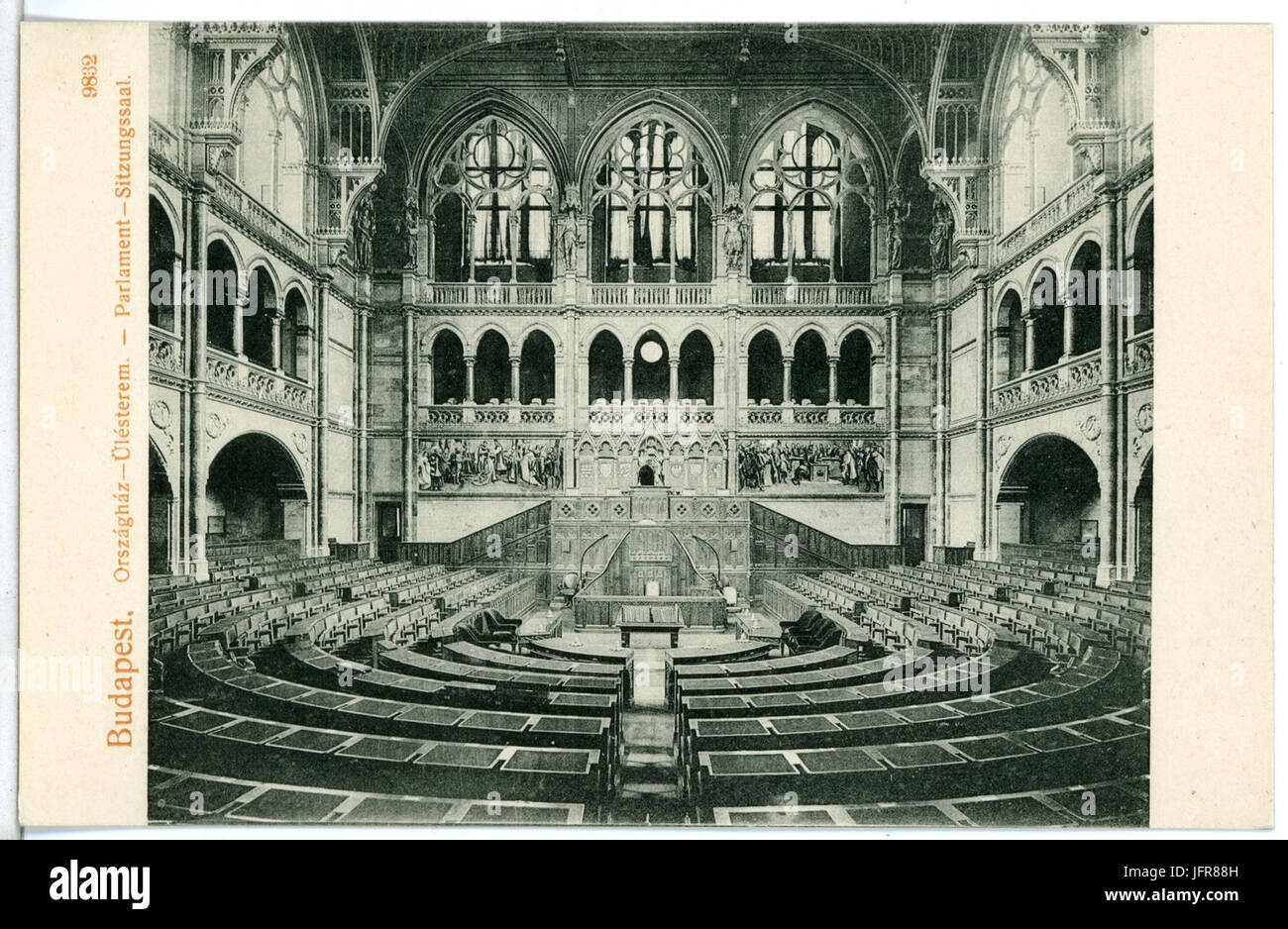 09832-Budapest-1908-Parlament - Sitzungssaal-Brück & Sohn Kunstverlag Stock Photo