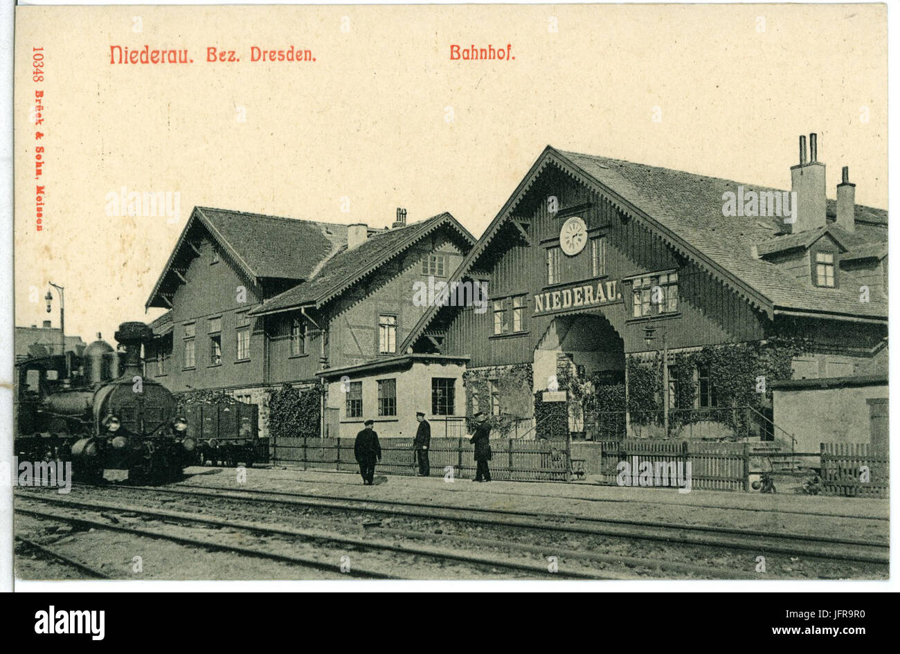 10348-Niederau-1908-Bahnhof mit Dampflokomotive-Brück & Sohn Kunstverlag Stock Photo