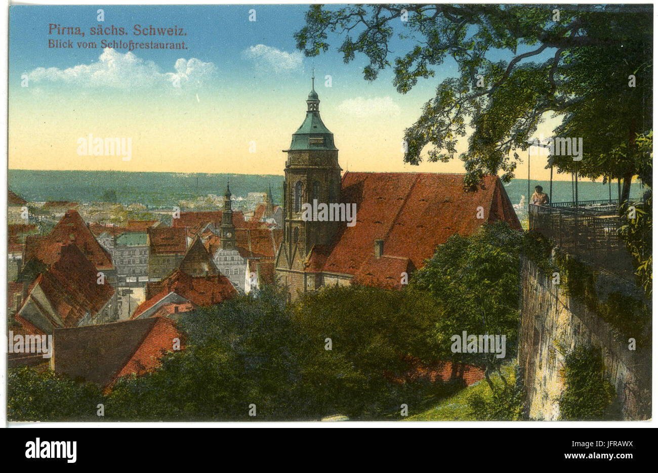 18 2-Pirna-1914-Blick auf Pirna vom Schloßrestaurant-Brück & Sohn Kunstverlag Stock Photo